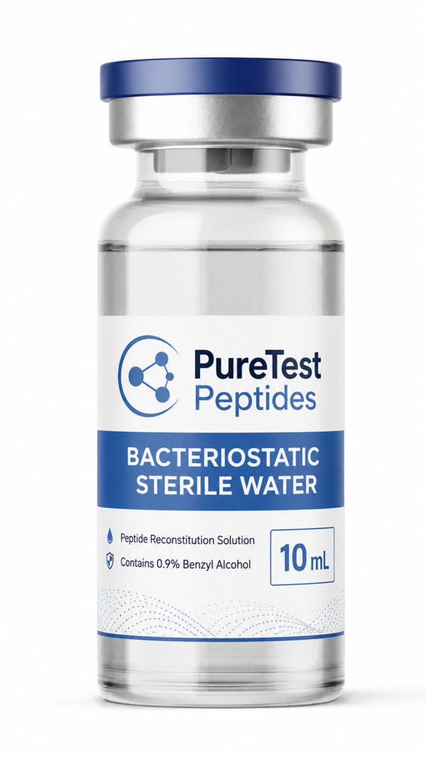 PureTest Peptides Bacteriostatic Sterile Water 10 mL, Peptide Reconstitution Solution with 0.9% Benzyl Alcohol, Research Use